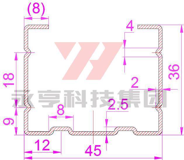 密集架中列立柱尺寸示意圖